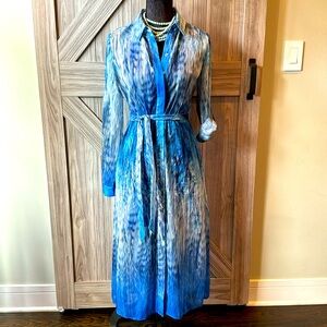 Gorgeous flowy vivid blue Tahari midi dress with pockets - Like new XS